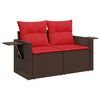 vidaXL 10-delige Loungeset met kussens poly rattan acacia bruin