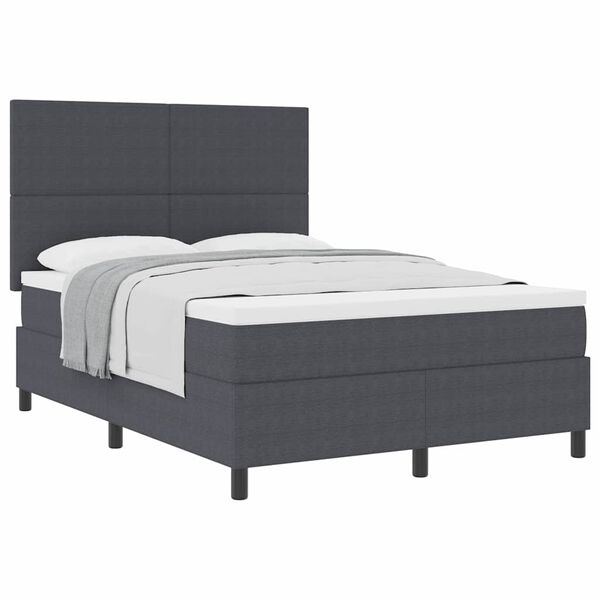 vidaXL Boxspring bed Donkergrijs en Wit 203 x 144 x 128 cm