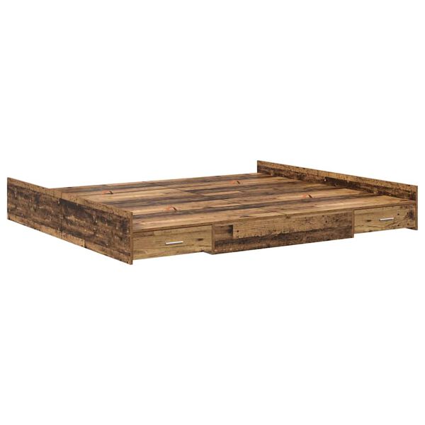 vidaXL Opbergbedframe met lade Oud Hout 180 x 200 cm Bewerkt hout