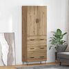 vidaXL Hoge kast met lade 2 pcs Artisan Eiken Ge&euml;ngineerd hout en glas