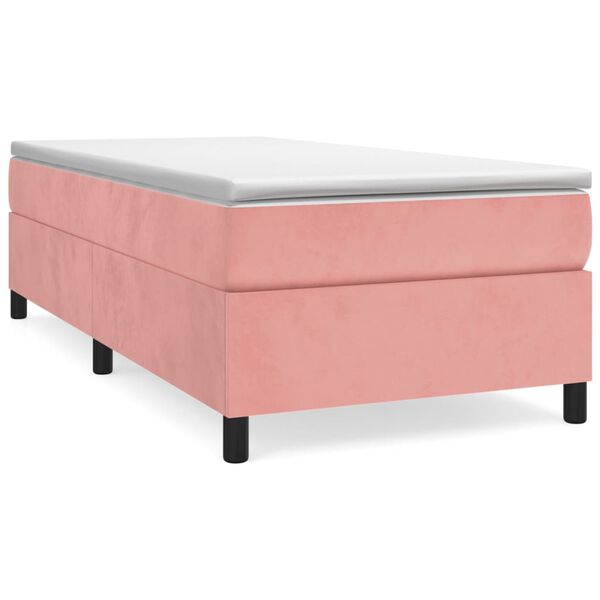 vidaXL Boxspring met matras fluweel roze 100x200 cm