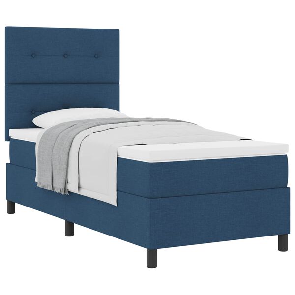 vidaXL Boxspringbed met matras met hoofdeinde Blauw 90 x 200 cm Stof