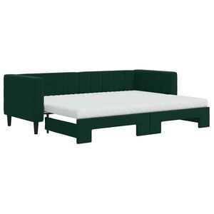 vidaXL Slaapbank onderschuifbed matrassen 80x200cm fluweel donkergroen