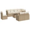 vidaXL 9-delige Loungeset met kussens poly rattan beige