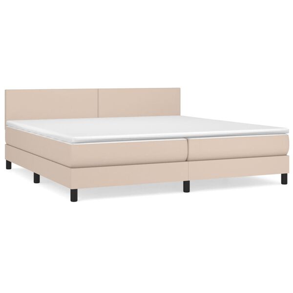 vidaXL Boxspring met matras kunstleer cappuccinokleurig 200x200 cm