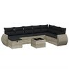 vidaXL 9-delige Loungeset met kussens poly rattan lichtgrijs