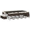vidaXL 15-delige Tuinset met kussens poly rattan bruin