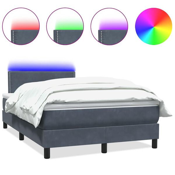 vidaXL Boxspring met matras en LED fluweel donkergrijs 120x210 cm