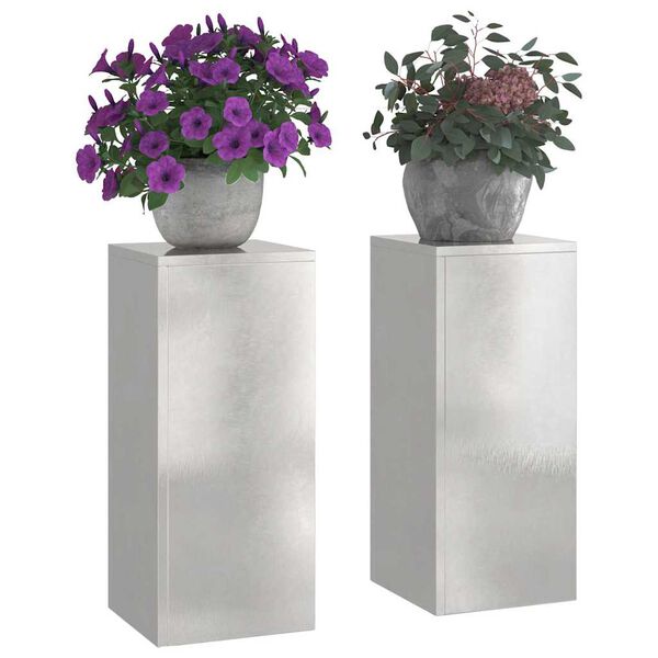 vidaXL Plantenstandaard 2 pcs Zilver 24 x 24 x 55 cm Roestvrij staal