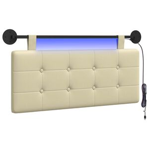 vidaXL Hangend hoofdbord Met LED-verlichting Cr&egrave;mekleurig Kunstleer