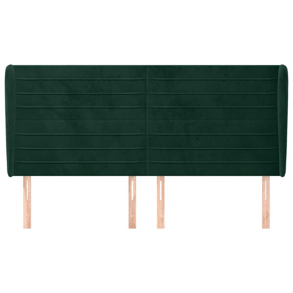 vidaXL Hoofdbord met randen 183x23x118/128 cm fluweel donkergroen