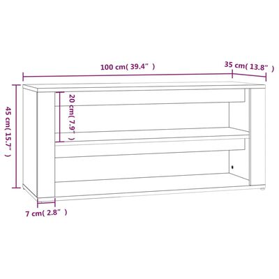 vidaXL Schoenenrek 100x35x45 cm bewerkt hout wit