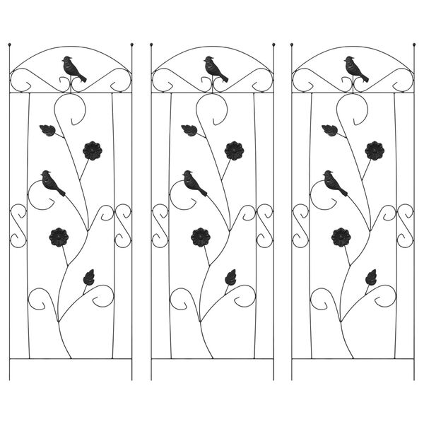 vidaXL Tuinhek 3 pcs Zwart 112 x 40 cm Staal