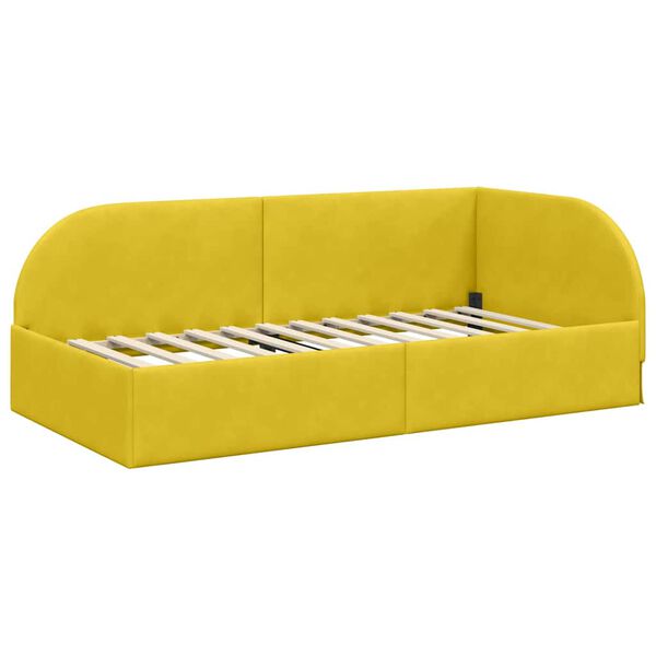 vidaXL Hoekbedframe Geel 80 cm x 200 cm Polyester en multiplex
