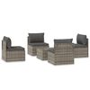 vidaXL 5-delige Loungeset met kussens poly rattan grijs