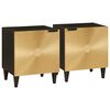 vidaXL Nachtkastje 2 st Zwart en Goud 40 x 33 x 46 cm Bewerkt hout