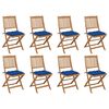 vidaXL Tuinstoelen 8 st inklapbaar met kussens massief acaciahout
