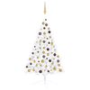 vidaXL Kunstkerstboom met verlichting en kerstballen half 120 cm wit