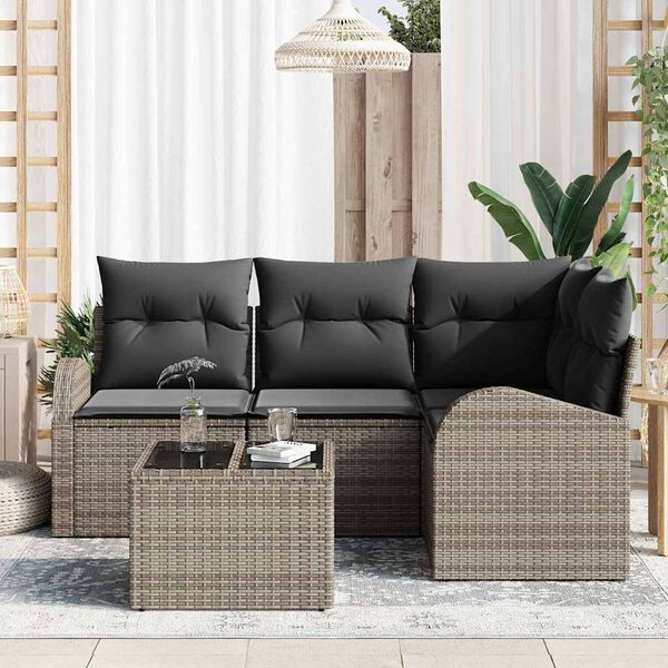 vidaXL Tuin Sofa Set Grijs poly rattan