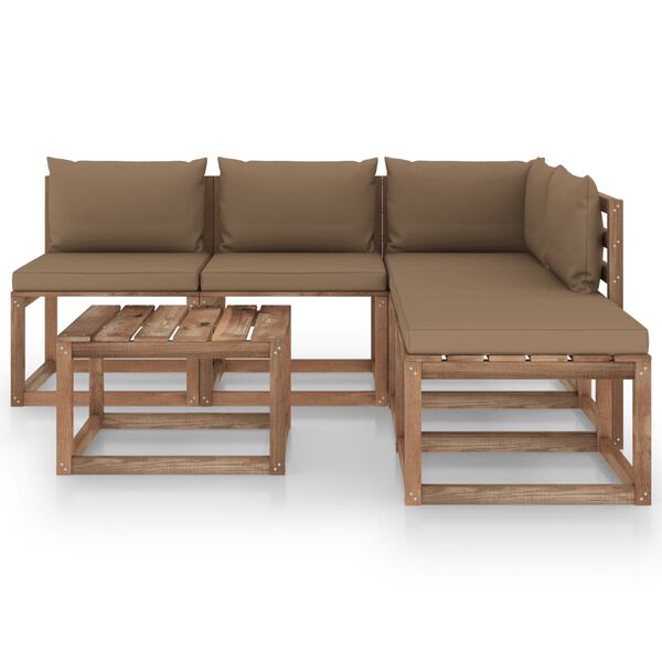 vidaXL 6-delige Loungeset pallet met kussens ge&iuml;mpregneerd grenenhout