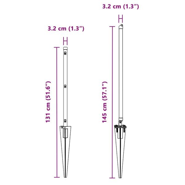 vidaXL Afrasteringspaal 26 pcs Grijs 3,2 x 3,2 x 100 cm