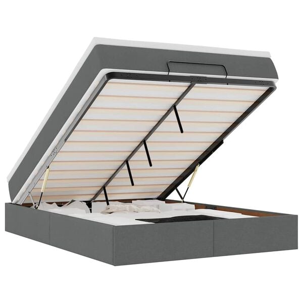 vidaXL Ottoman bed met matras 140x190cm stof donkergrijs