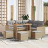 vidaXL Tuin Sofa Set met kussen met opslag Beige Poly riet