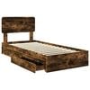 vidaXL Opslag bed met lade Gerookt eiken 75 x 190 cm Bewerkt hout