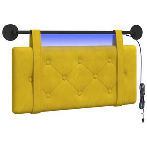 vidaXL Hangend hoofdbord Met LED-verlichting Geel Fluweel