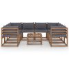vidaXL 9-delige Loungeset met antracietkleurige kussens