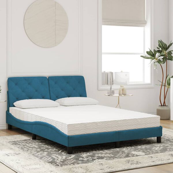 vidaXL Bed met matras fluweel blauw 120x200 cm