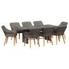 vidaXL Tuin Eetset met kussen 9 pcs Grijs poly rattan