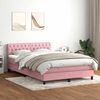 vidaXL Boxspring met matras fluweel roze 160x220 cm