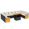 vidaXL 11-delige Loungeset met kussens poly rattan zwart