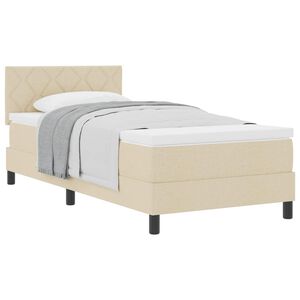 vidaXL Boxspringbed met matras met hoofdeinde Cr&egrave;me 90 x 200 cm Stof