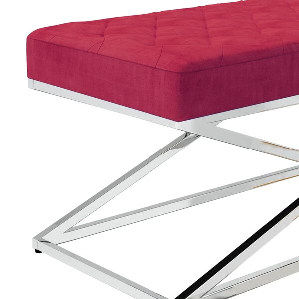 vidaXL Bankje fluweel en roestvrij staal wijnrood