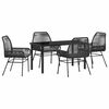 vidaXL Tuin eettafelset 5 st Zwart poly rattan