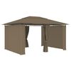 vidaXL Tuinpaviljoen met gordijnen 180 g/m&sup2; 4x3 m taupe