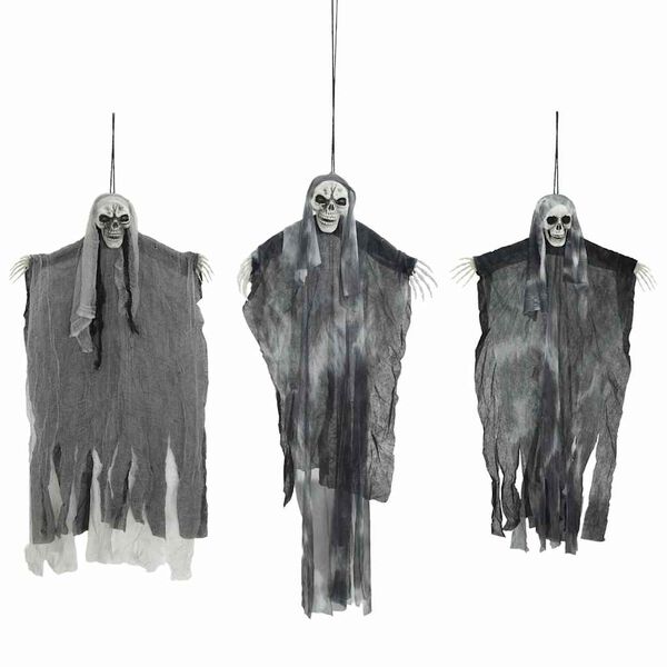 vidaXL Halloween Hangende Spook 3 pcs Zwart 66 x 110 cm Polyester