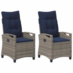 vidaXL Tuinstoel 2 st grijs en marineblauw Staal en Polyester