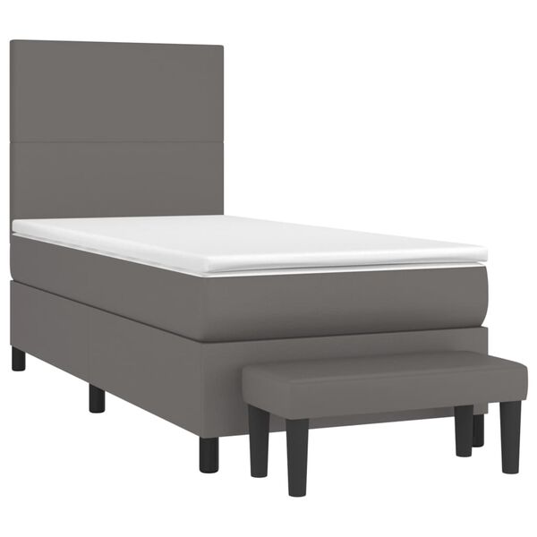 vidaXL Boxspring met matras kunstleer grijs 100x200 cm