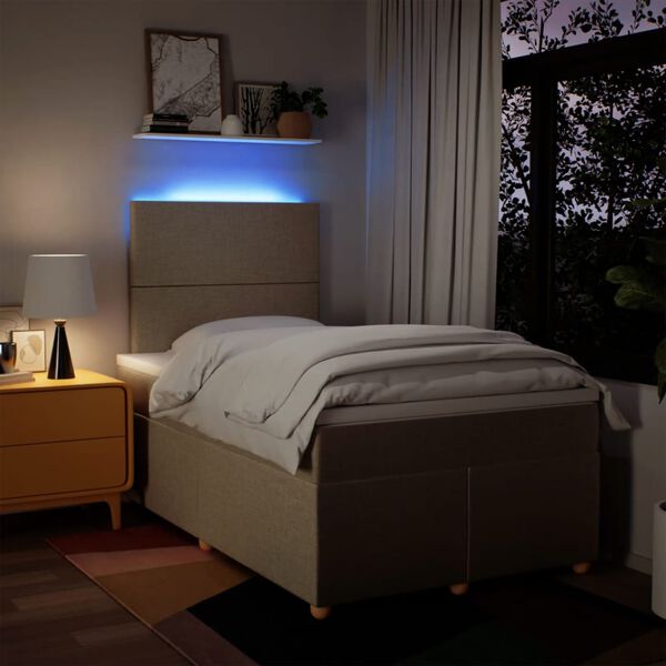 vidaXL Boxspring met matras stof cr&egrave;mekleurig 120x200 cm