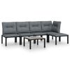 vidaXL 6-delige Loungeset poly rattan zwart en grijs