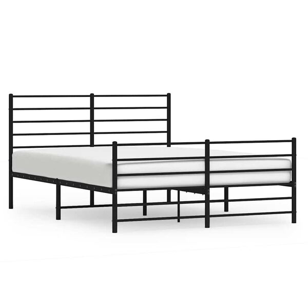 vidaXL Bedframe met hoofd- en voeteneinde metaal zwart 150x200 cm
