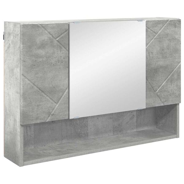 vidaXL Spiegelkast met opslag Beton Grijs 80 x 17 x 55 cm Bewerkt hout