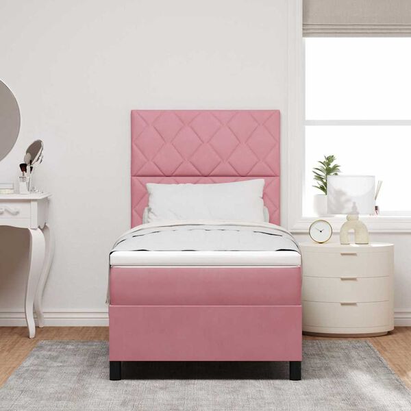vidaXL Boxspringbed met matras met hoofdeinde Roze 90 x 190 cm Stof