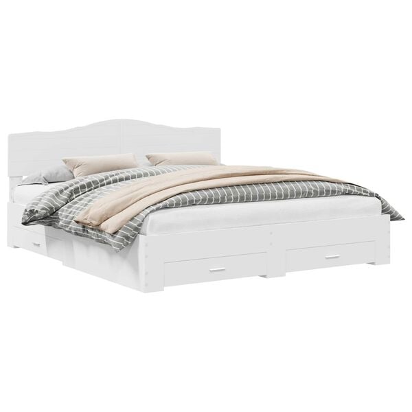 vidaXL Bedframe met hoofdeinde met lade Wit 200 x 200 cm Bewerkt hout