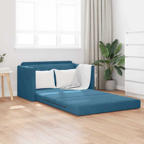 vidaXL Slaapbank Blauw 124 x 204 x 61 cm Fluweel