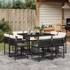 vidaXL 9-delige Tuinset met kussens poly rattan gemengd beige