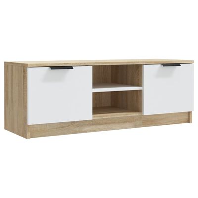 vidaXL Tv-meubel 102x35x36,5 cm bewerkt hout wit sonoma eikenkleurig